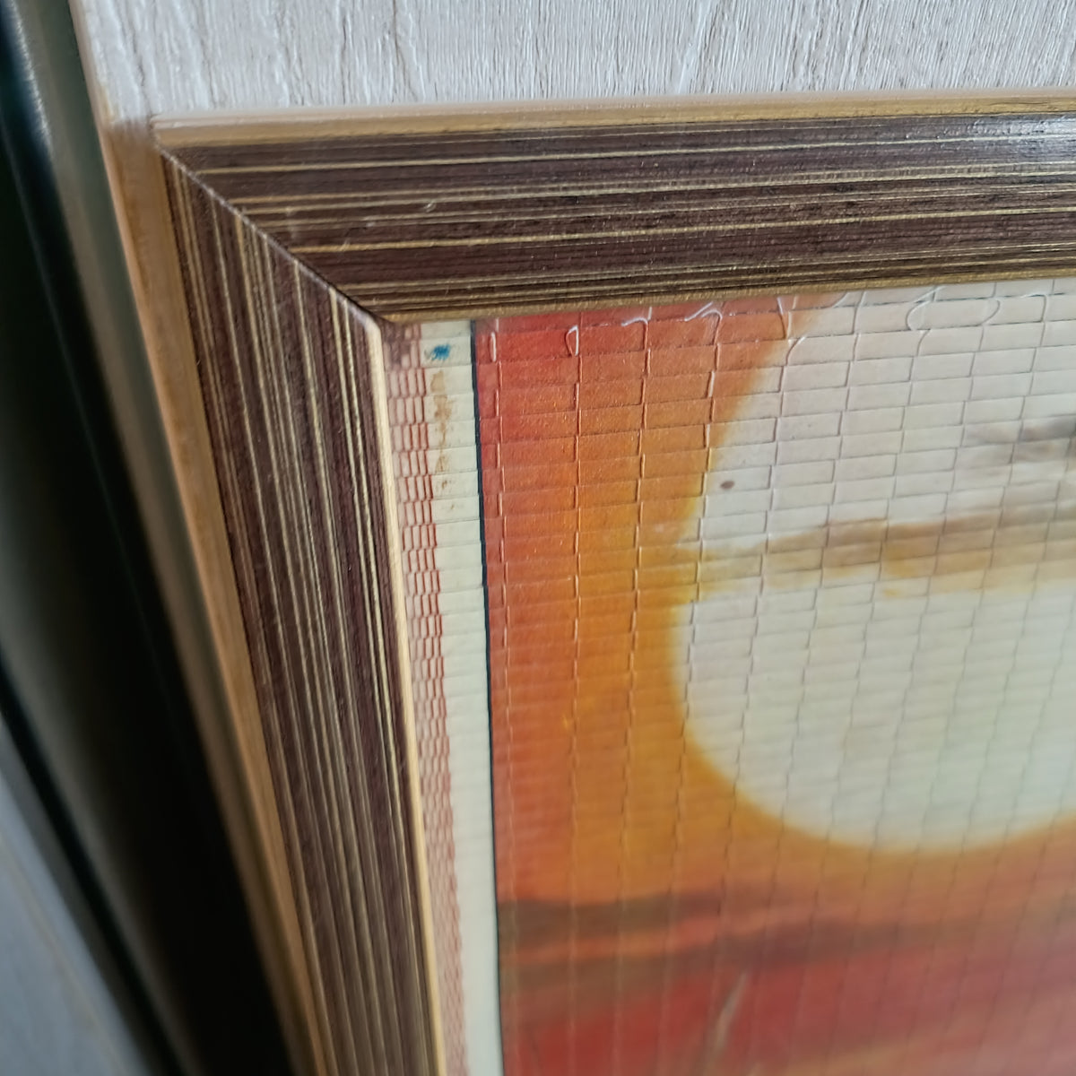 Quadro Cinese Airone Su Bambù Vintage Cm34x44