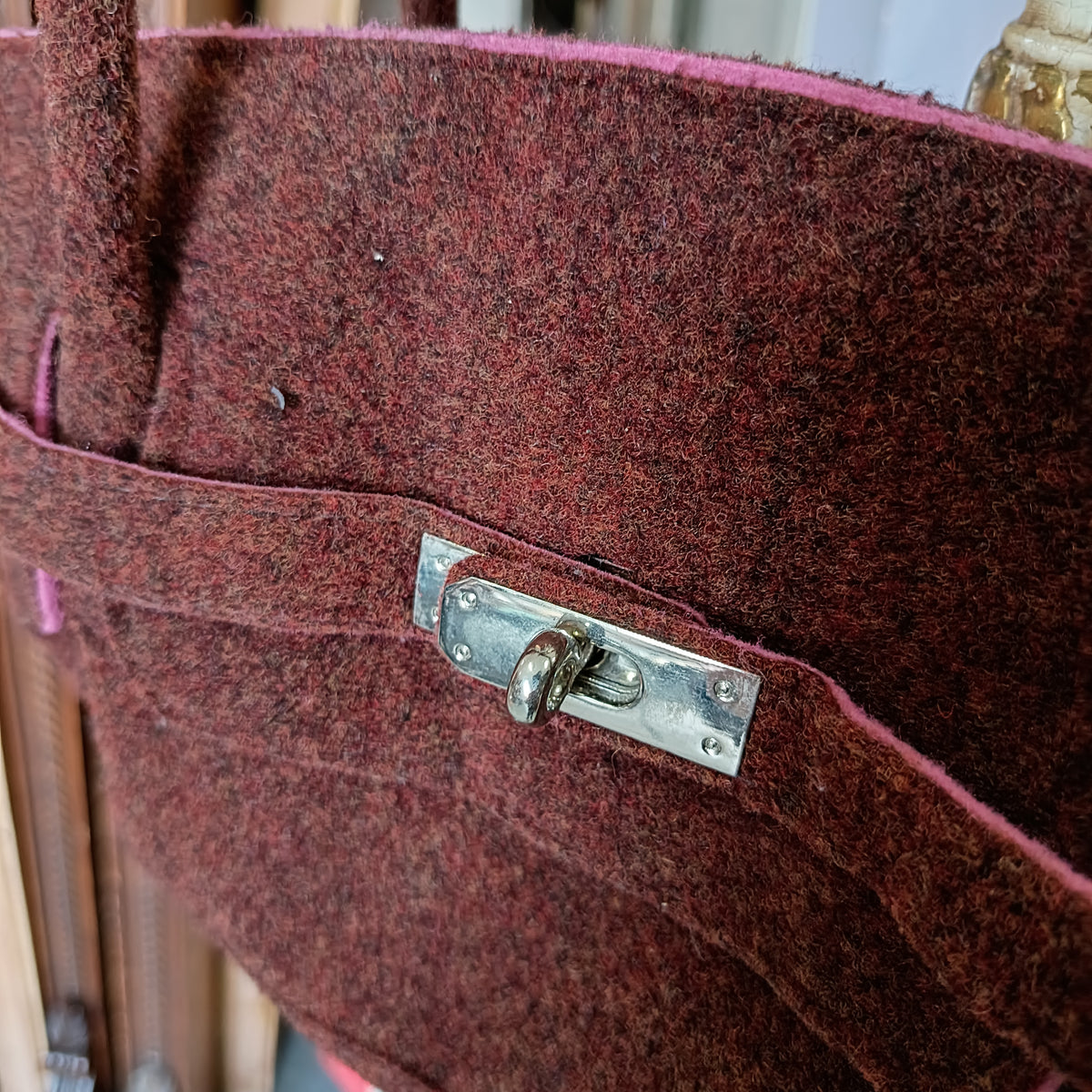 Borsa Feltro Marrone/rosa