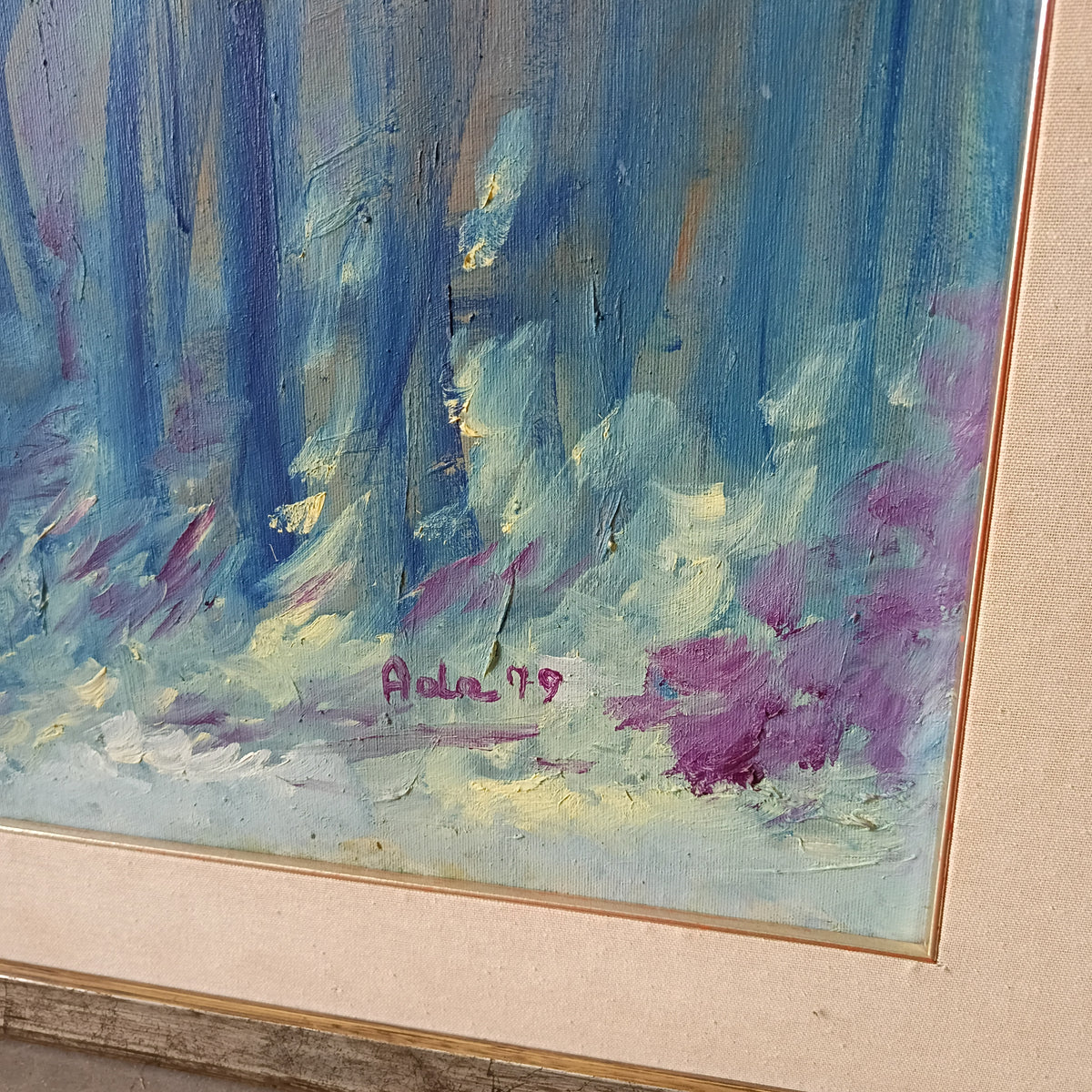 Quadro Paesaggio Bosco Blu Viola Di Ada Cm68x88