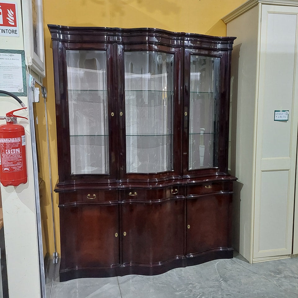Vetrina Cristalliera Mogano St.inglese 6/s 3/c Cm181x45x230h