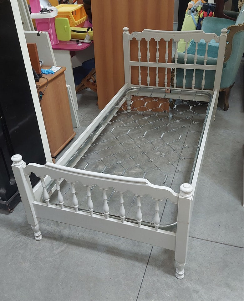 Letto Singolo Legno Bianco C/rete St.old America "fantoni" Cm207x101