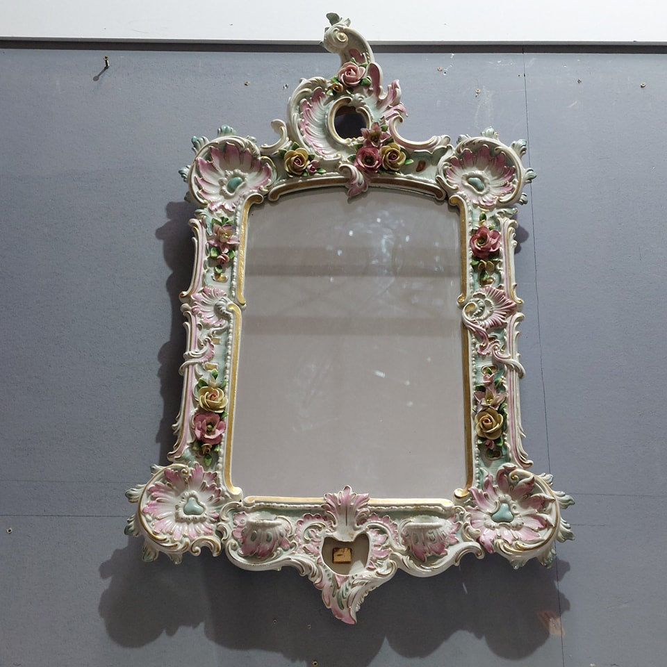 Specchio Porcellana* Fiori Cm52x80