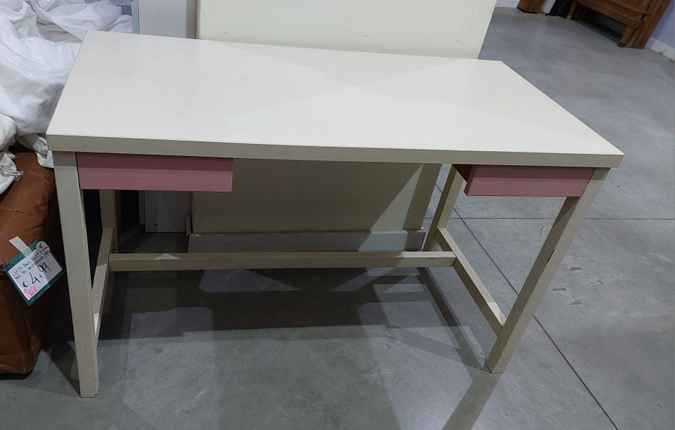 Scrivania Legno Bianco 2/c Rosa Cm120x59x76h