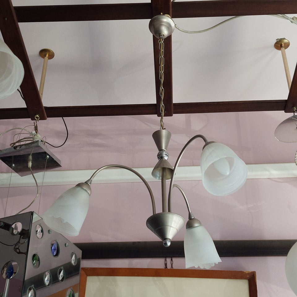 Lampadario Metallo 3/coppe Vetro Fiore