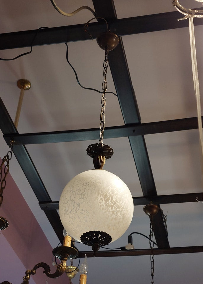 Lampadario Ottone/sfera Vetro 1/l