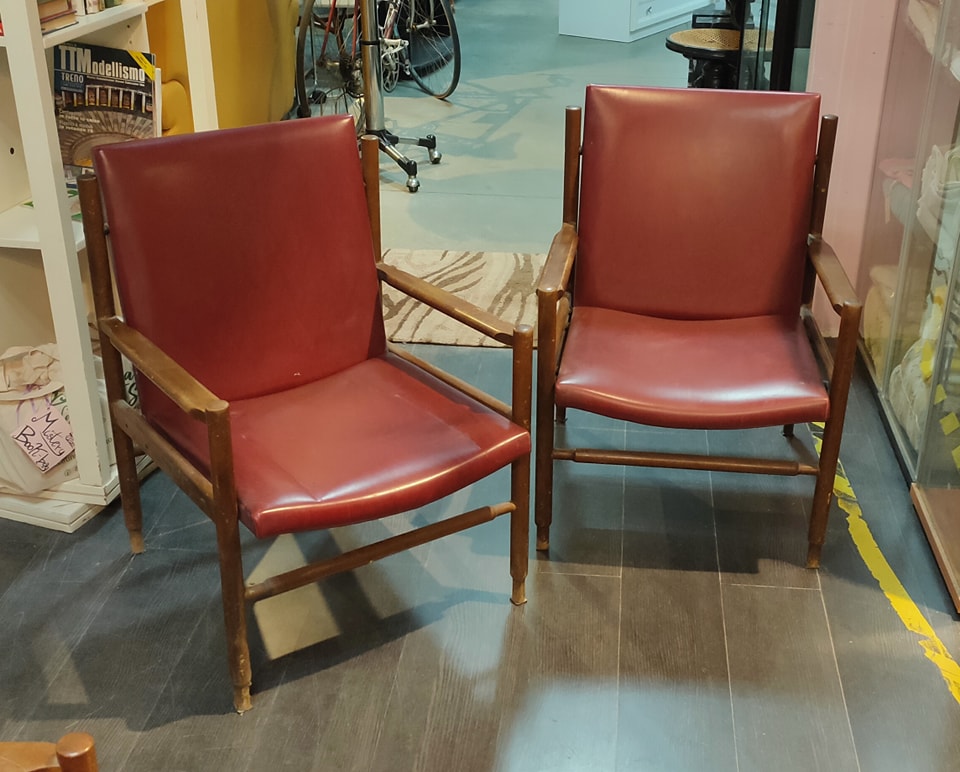 Coppia Poltroncine* Legno/sky Anni '50