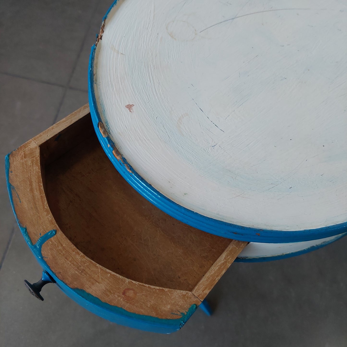 Tavolino Legno Bianco/blu 2/c Cm52x36x57h