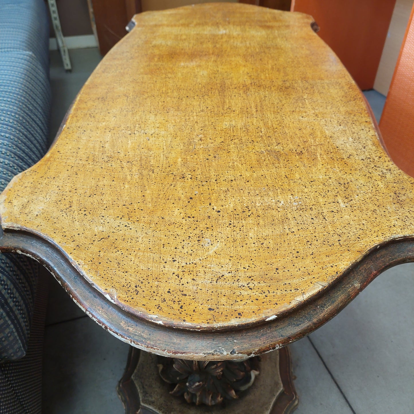 Tavolino Basso Legno Intagliato '800 Cm133x57x51h