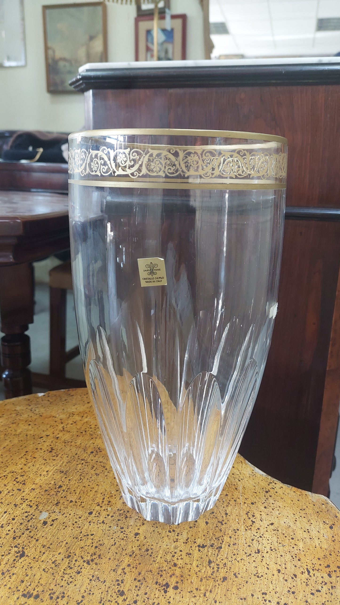 Vaso Cristallo Imperatore Decoro Oro