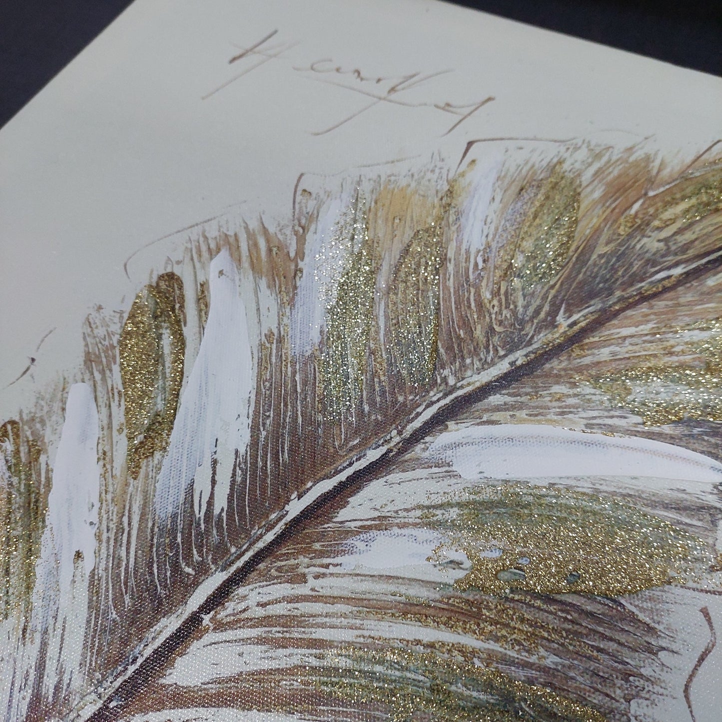 Quadro Stampa Foglia Decoro Oro Cm45x45