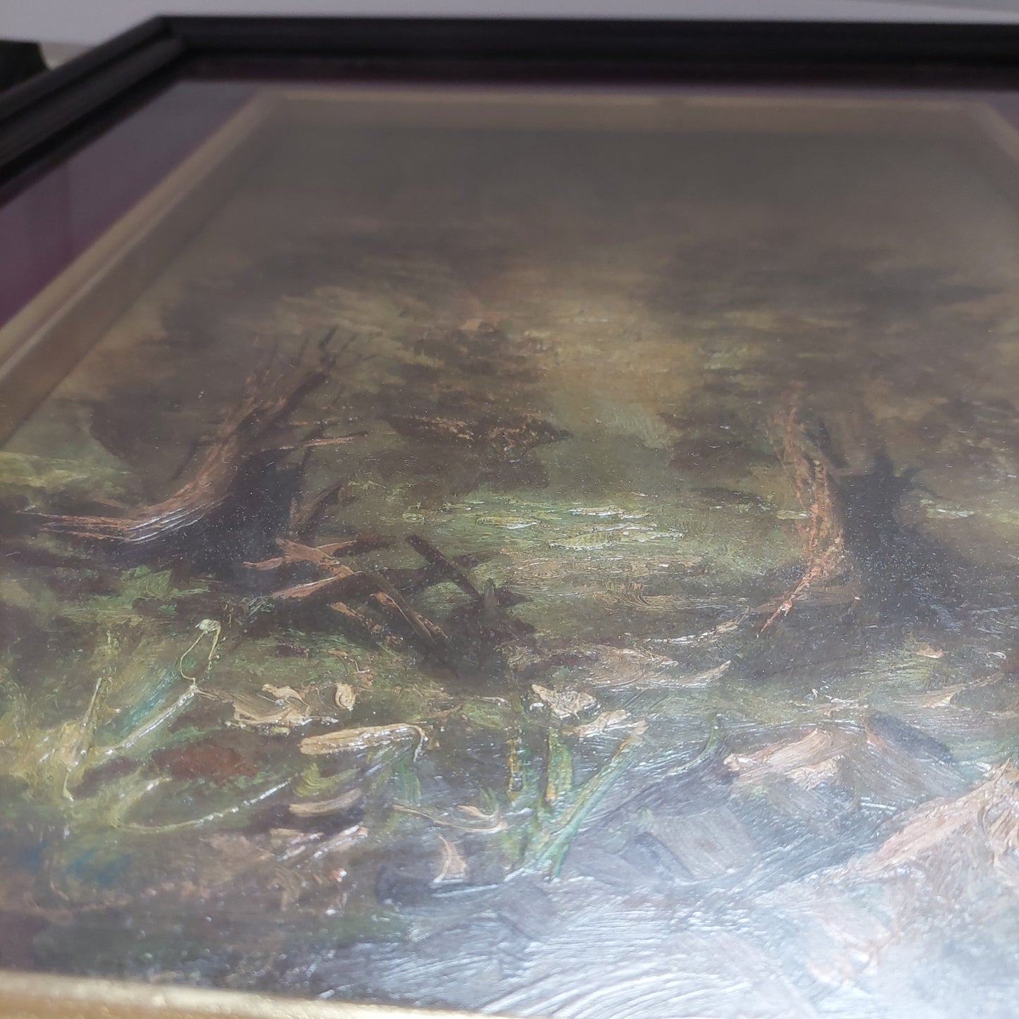 Q/olio Su Legno Paesaggio Autunno Massaro Cornice Legno Cm46x56