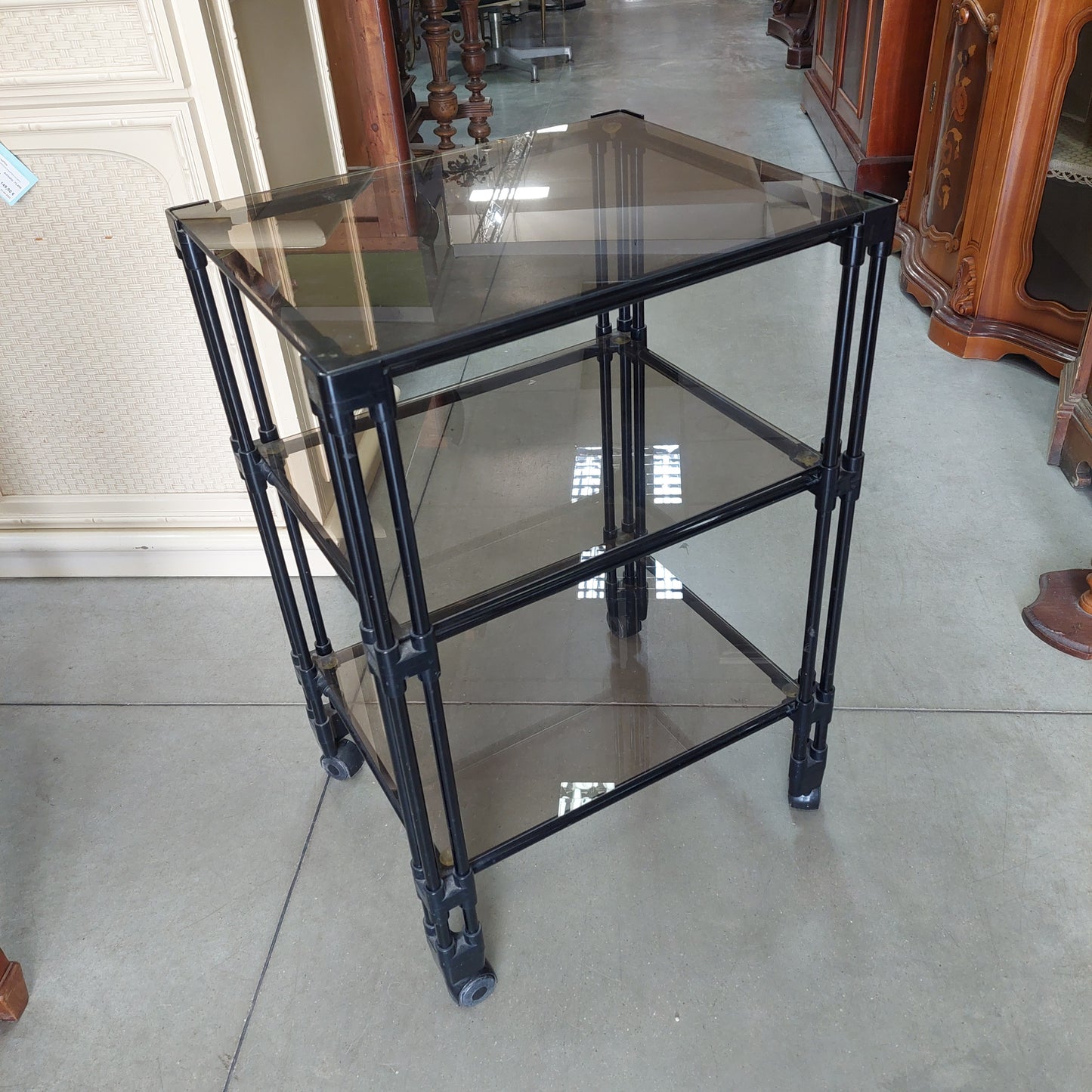 Carrellino 3 Ripiani Vetro/metallo Cm50x41x75h