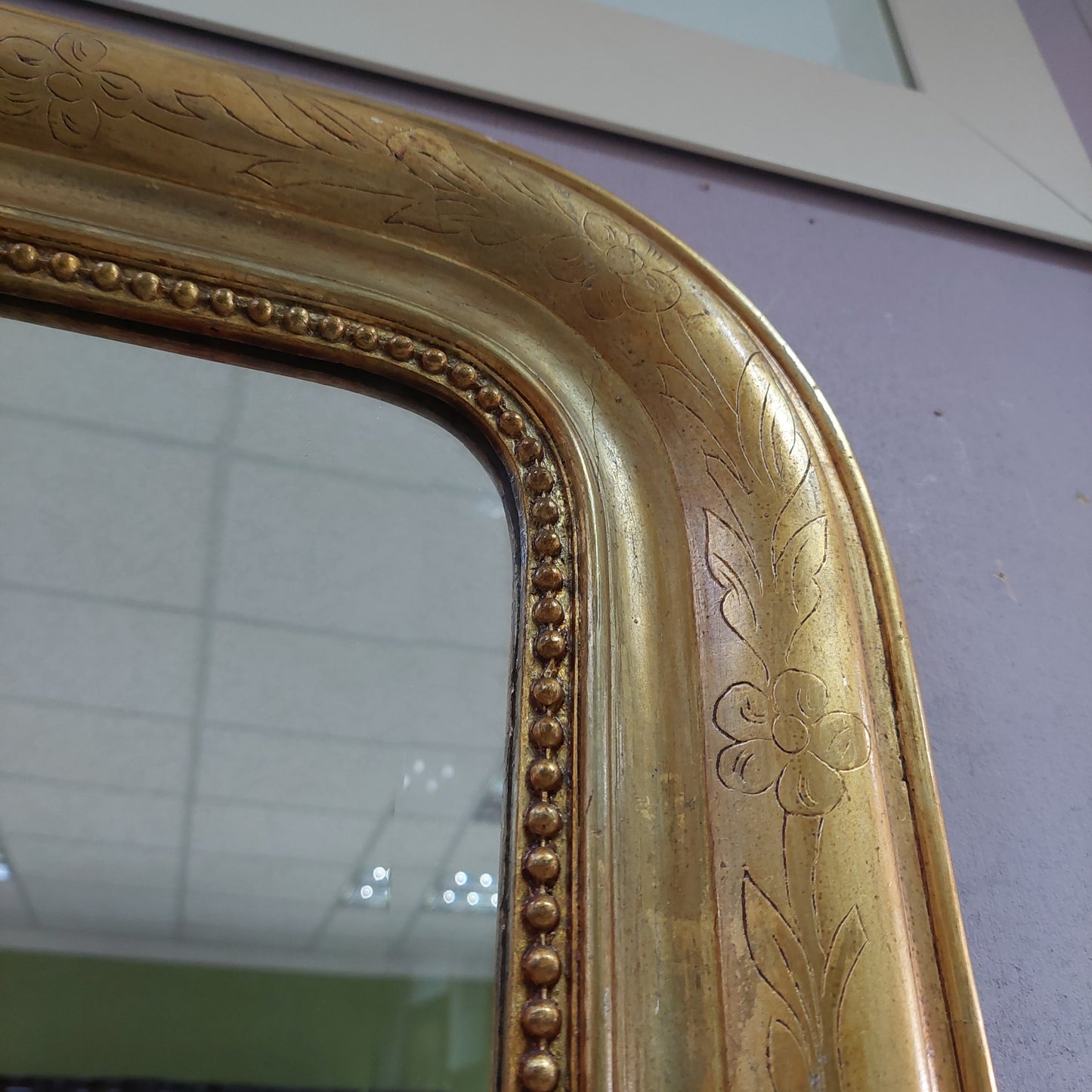 Specchio Cornice Legno Foglia Oro St. Luigi Filippo '800