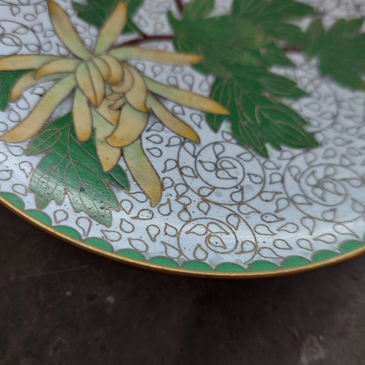 Piattino Cloisonne Decoro Fiori D12,5