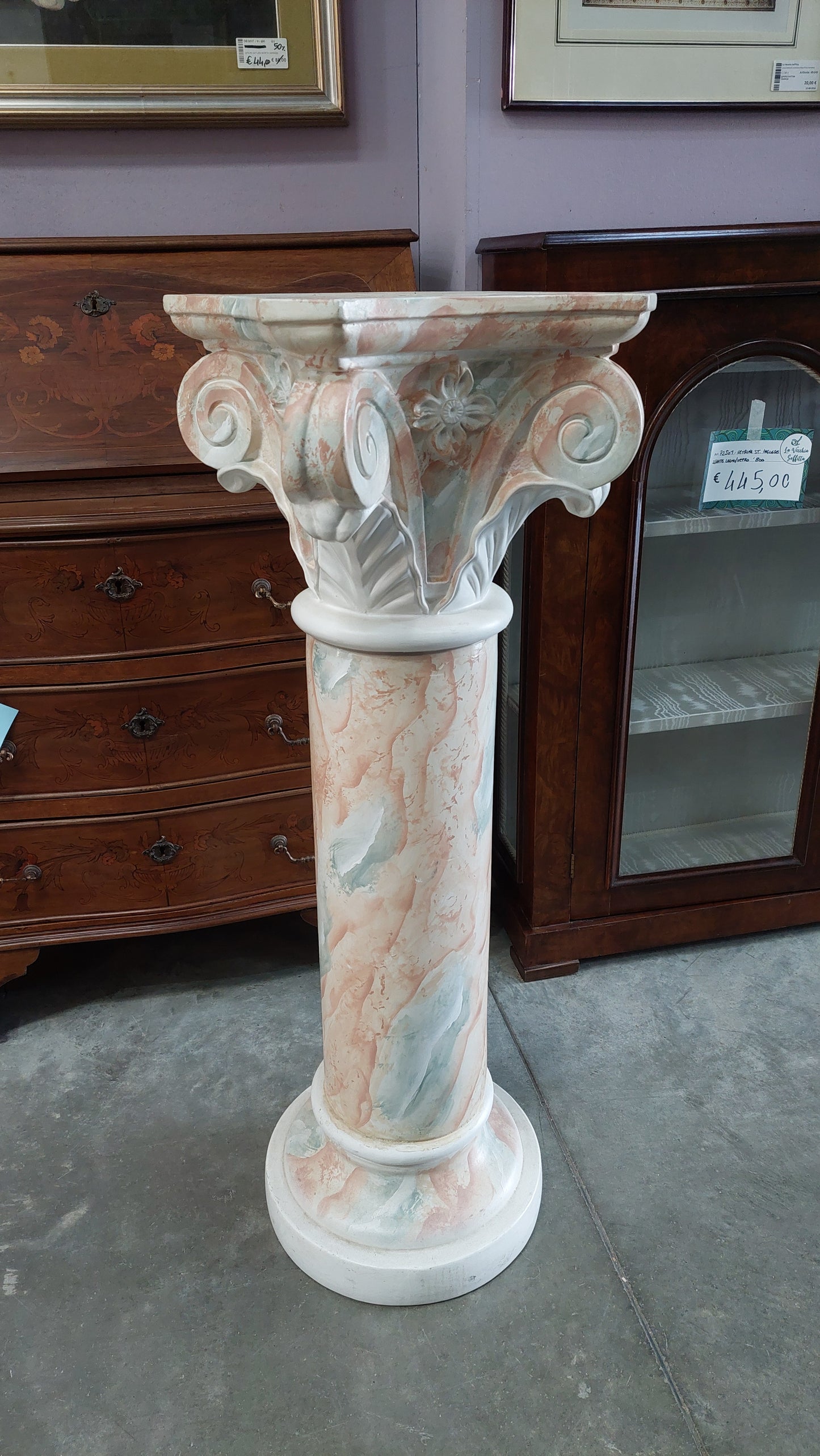Colonnina Gesso Anticato Effetto Marmo Cm34x34x102h