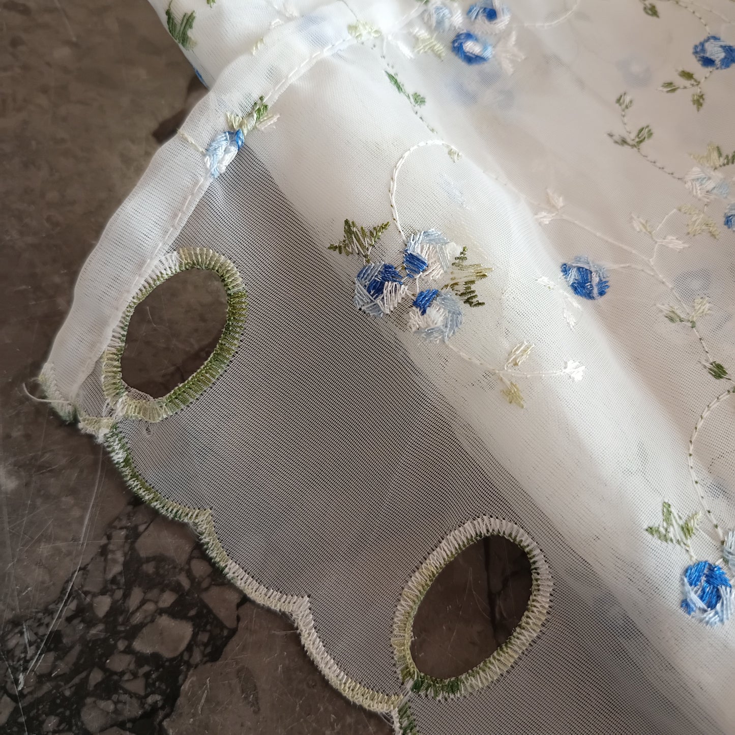 Coppia Tende Fiori Azzurri Cm70x230