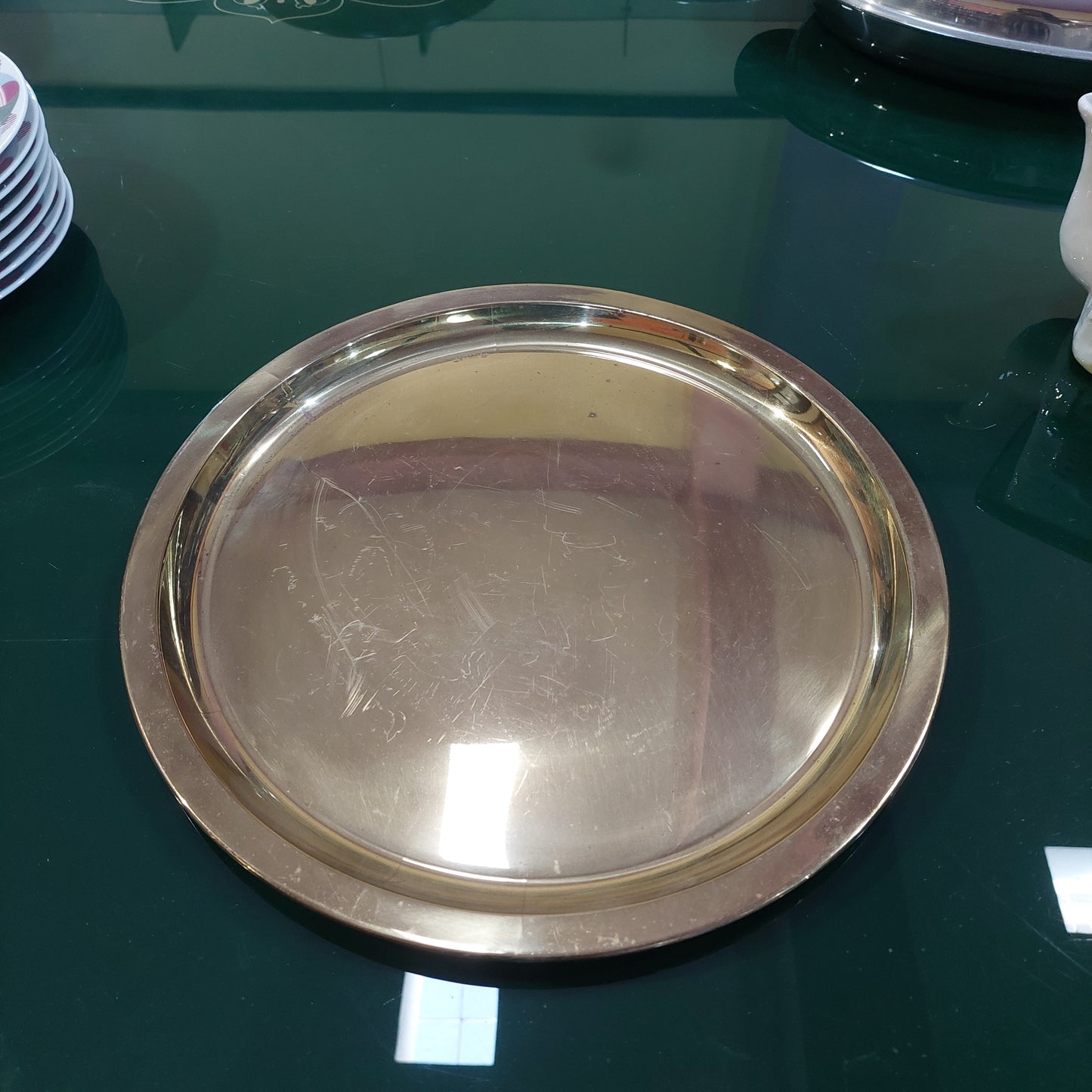 Vassoio Tondo Ottone* Fatto A Mano Cassetti D35