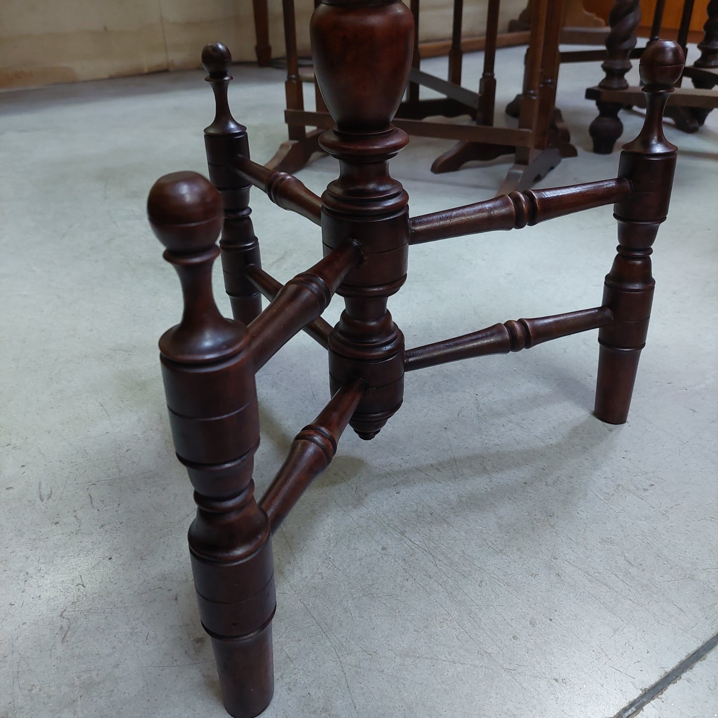 Tavolino Legno Ottagonale Antico D49x63h