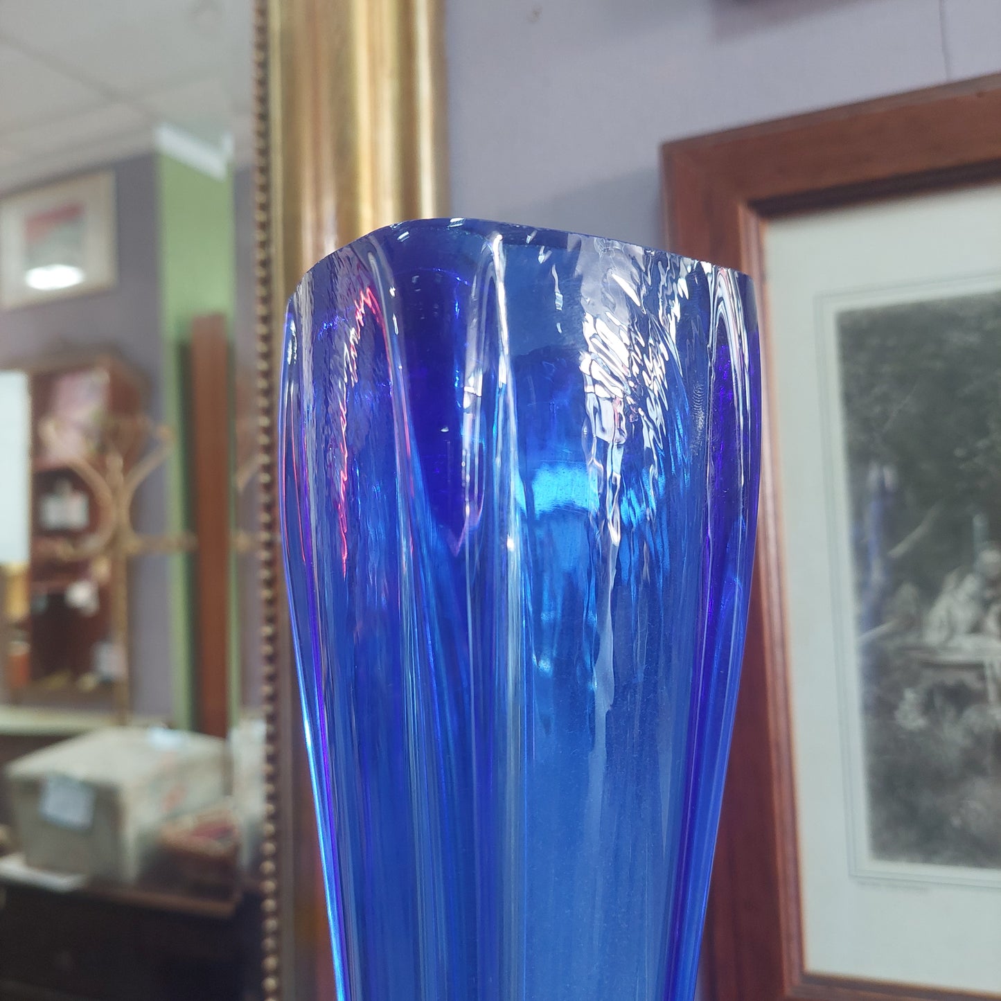 Vaso Vetro* Di Murano Vintage Blu H62