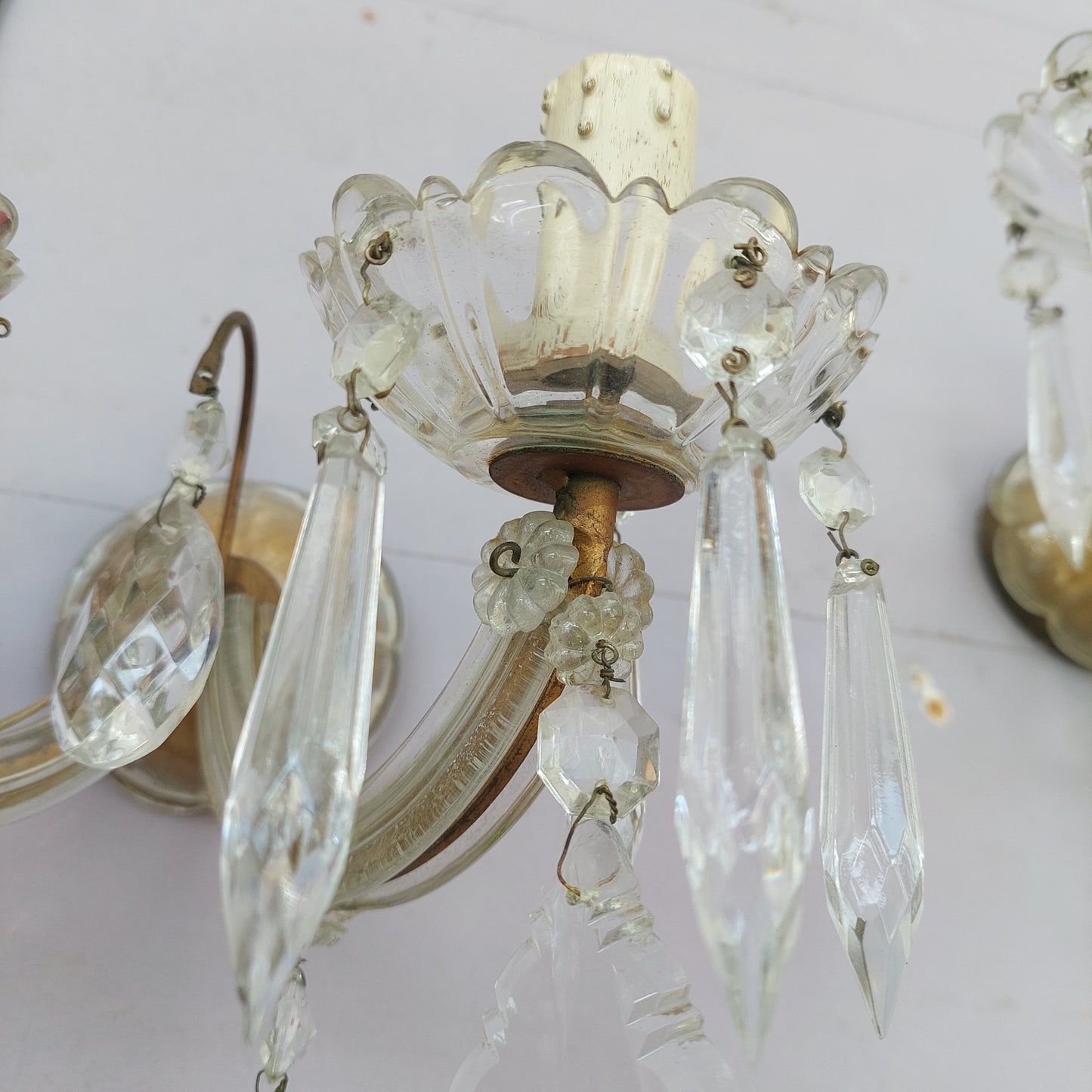 Coppia Applique Vetro Di Murano Gocce Anni 50 2 Luci