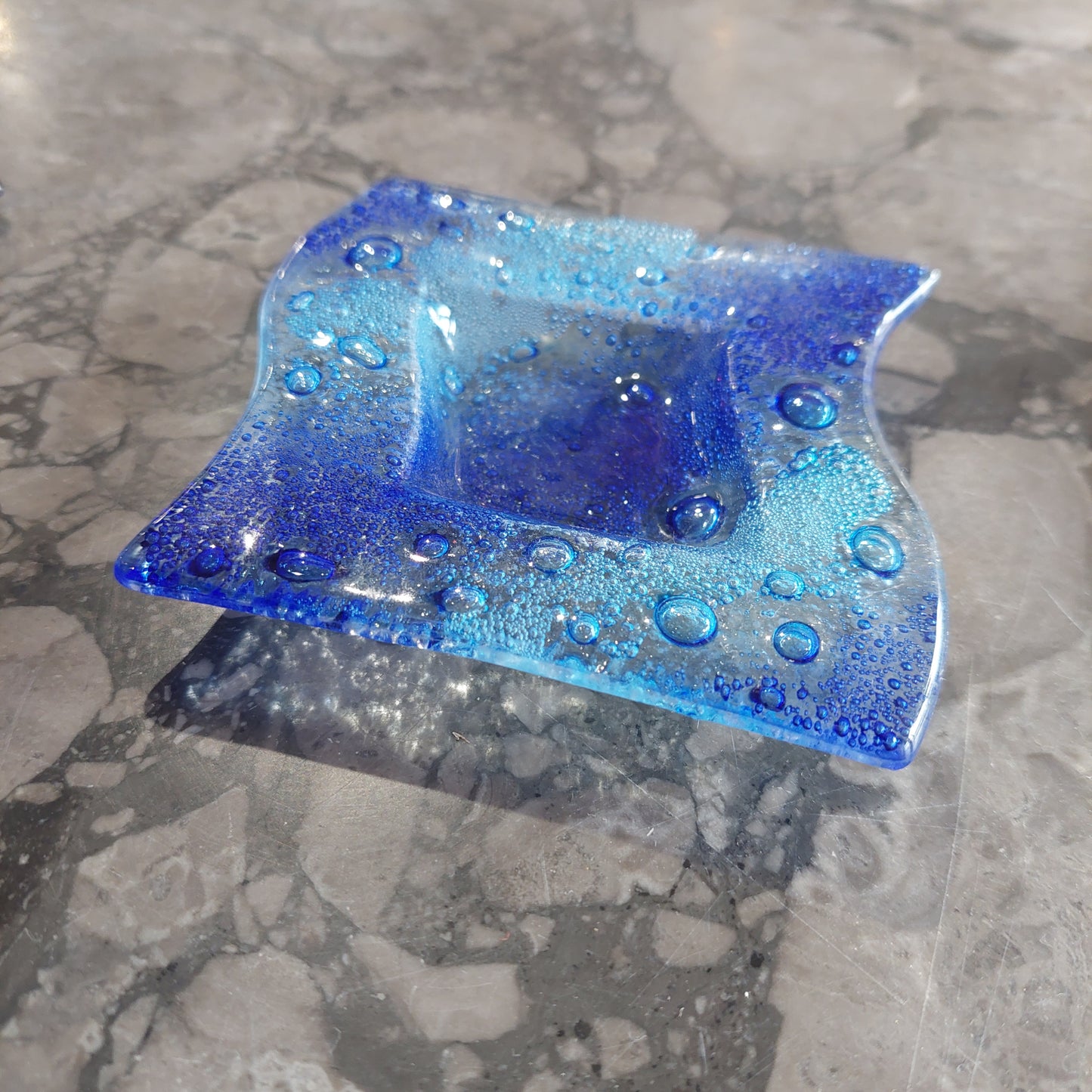 Piattino Vetro Di Murano Blu Cm9x9