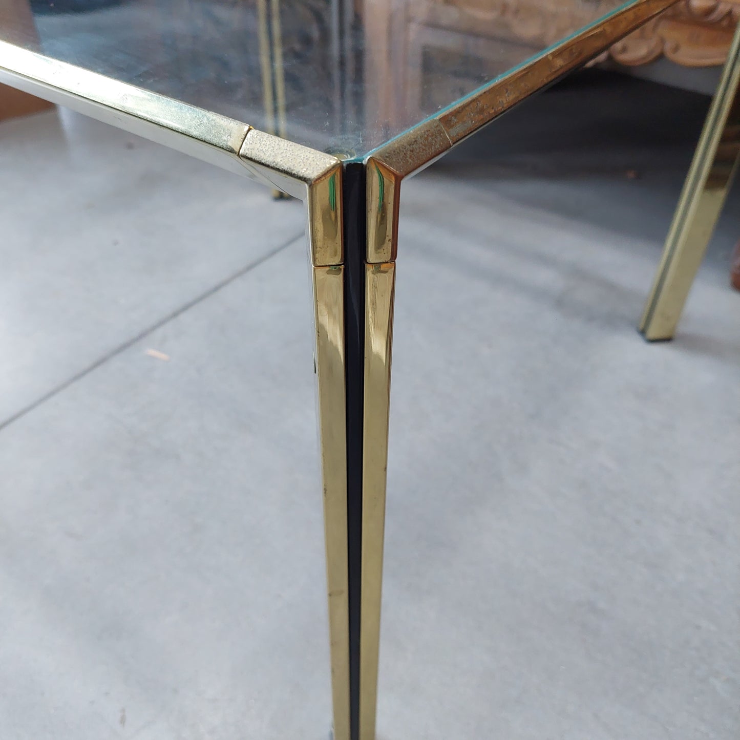 Tavolino Ottone/vetro Cm60x60x44h Anni 70
