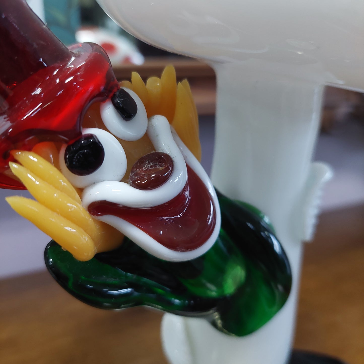 Statuetta Fungo Con Clown Vetro Di Murano Vintage