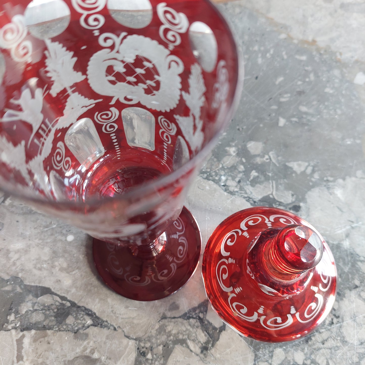 Alzatina Potiche Cristallo Di Bohemia Anni 50