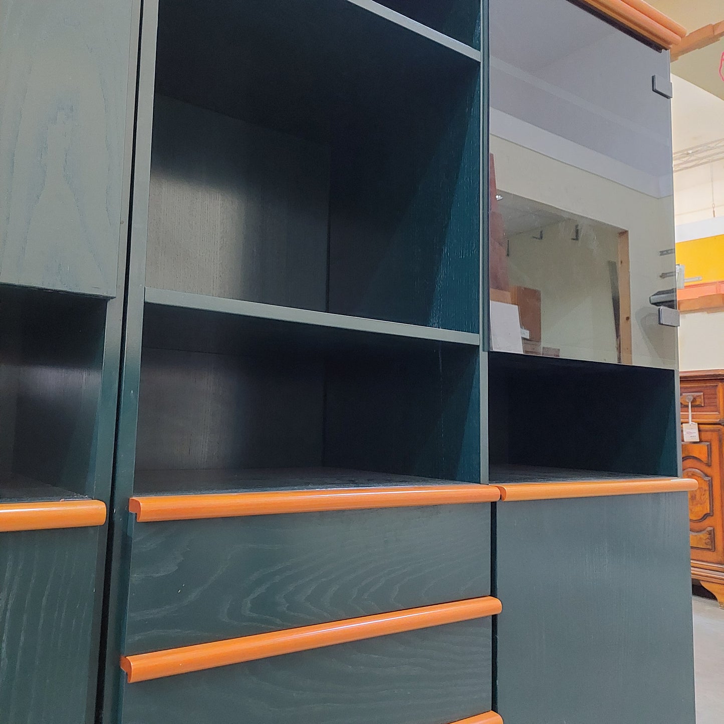 Vetrina Legno Verde/acero Cm208x45x140h