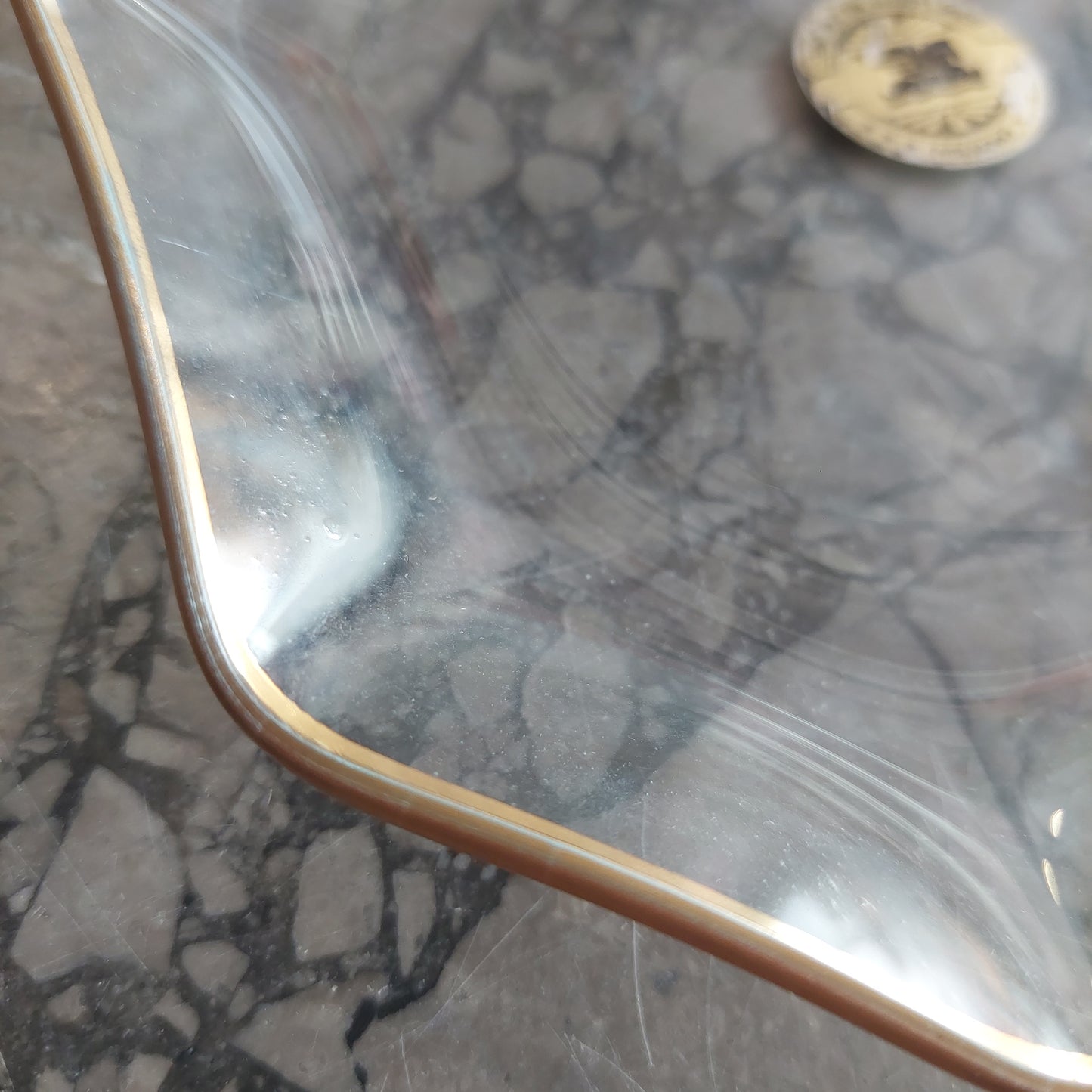 Piattino Ottagonale Vetro Bordo Oro