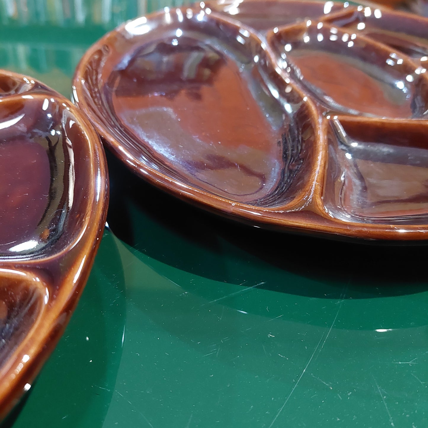 Set/2 Piatti Aperitivo Ceramica Marrone Vintage D25