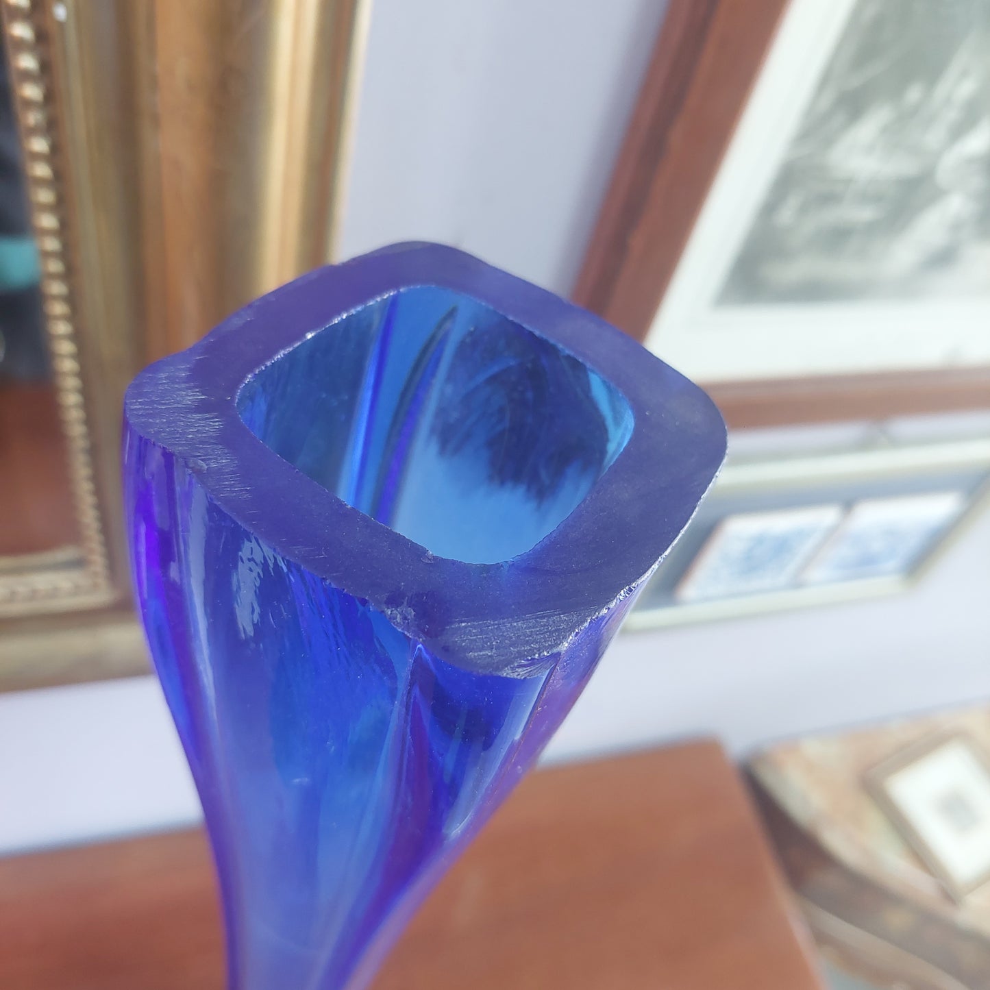 Vaso Vetro* Di Murano Vintage Blu H62