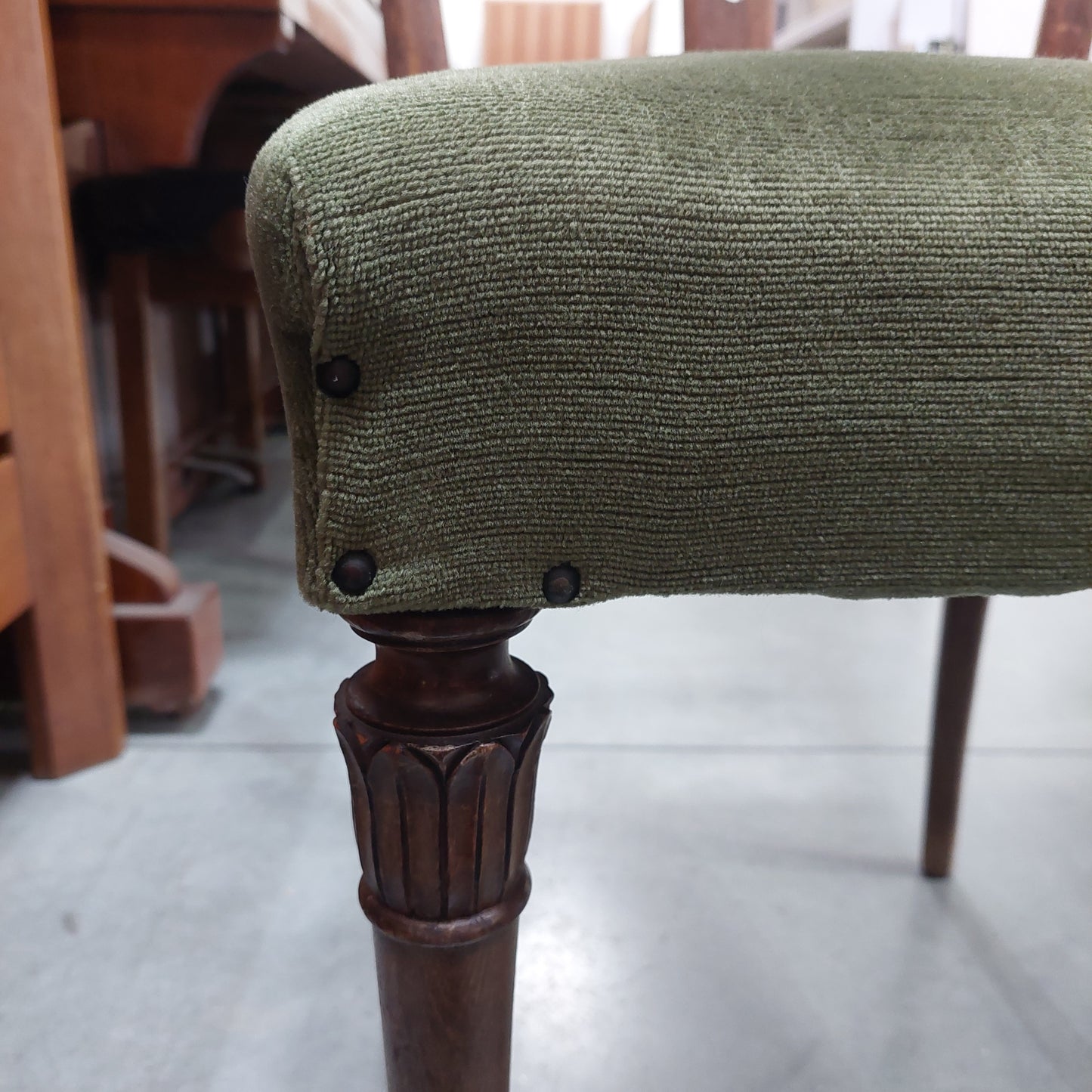 Set/6 Sedie Legno/velluto Verde Anni '50