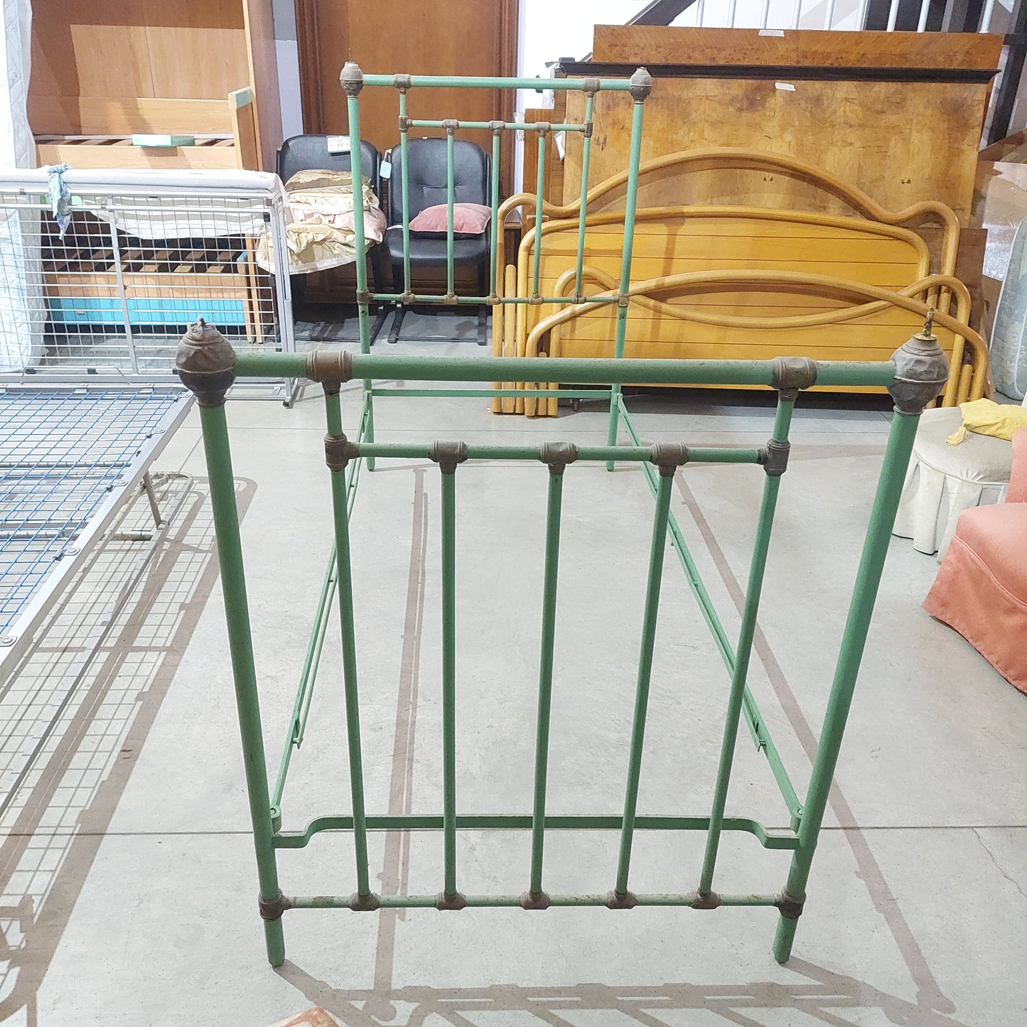 Letto* Singolo Antico Ferro Battuto Verde Cm206x92x130h