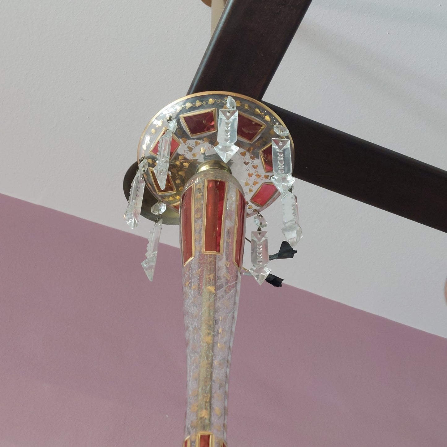 Lampadario Cristallo Di Bohemia 5/luci Anni '50