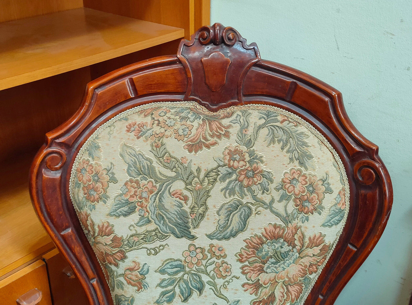 Poltrona * Legno Tessuto Fiori St.barocco