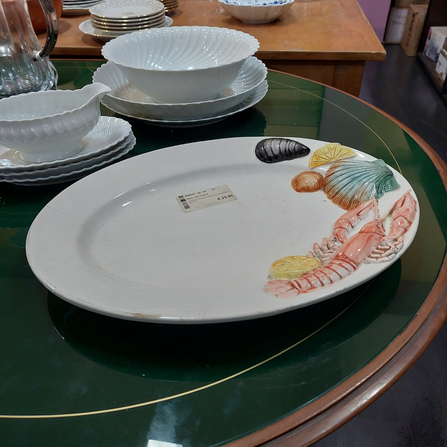 Vassoio Ovale Ceramica Bassano Dec Verdure Cm46x32
