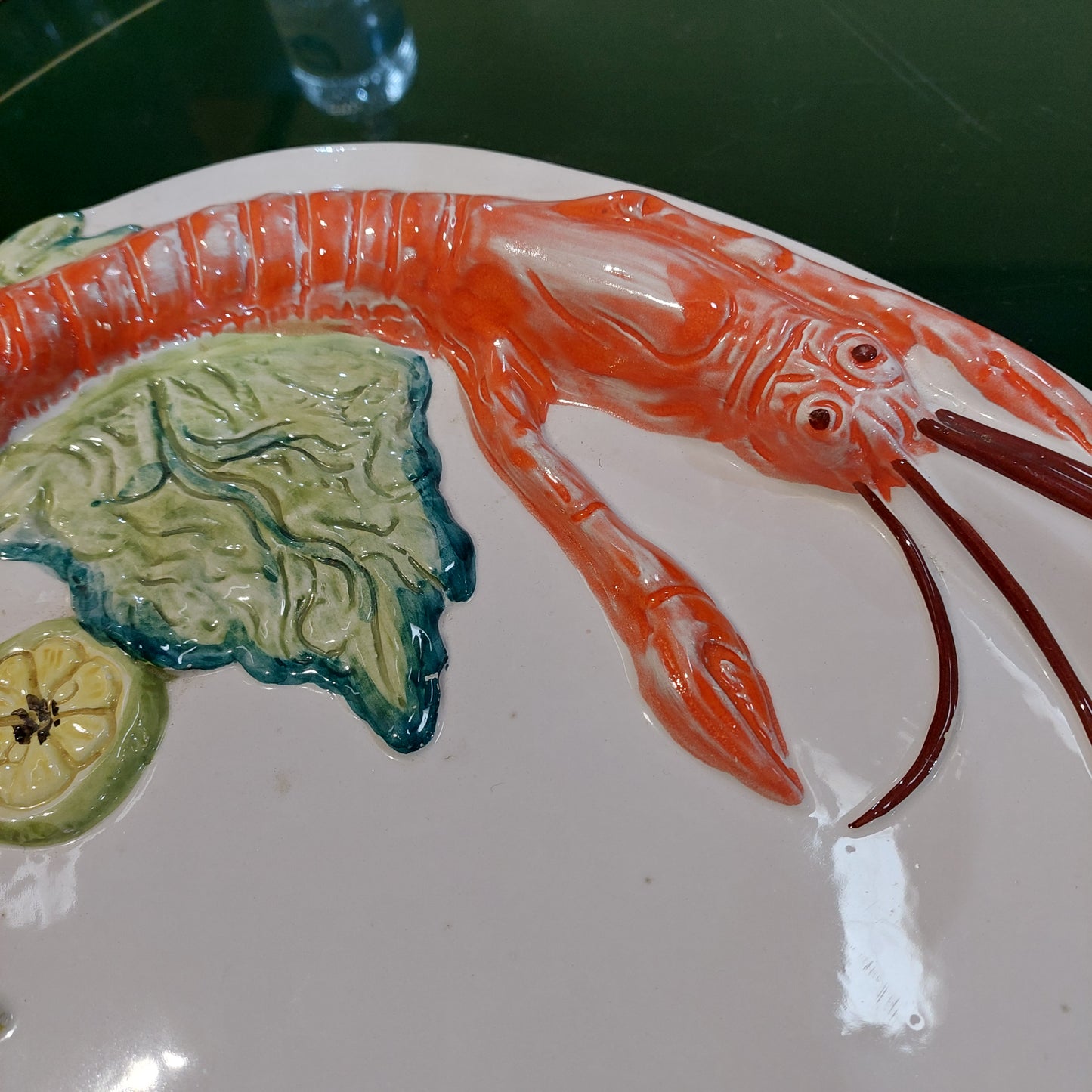 Vassoio Ovale Ceramica Bassano Dec Aragosta Cm46x32