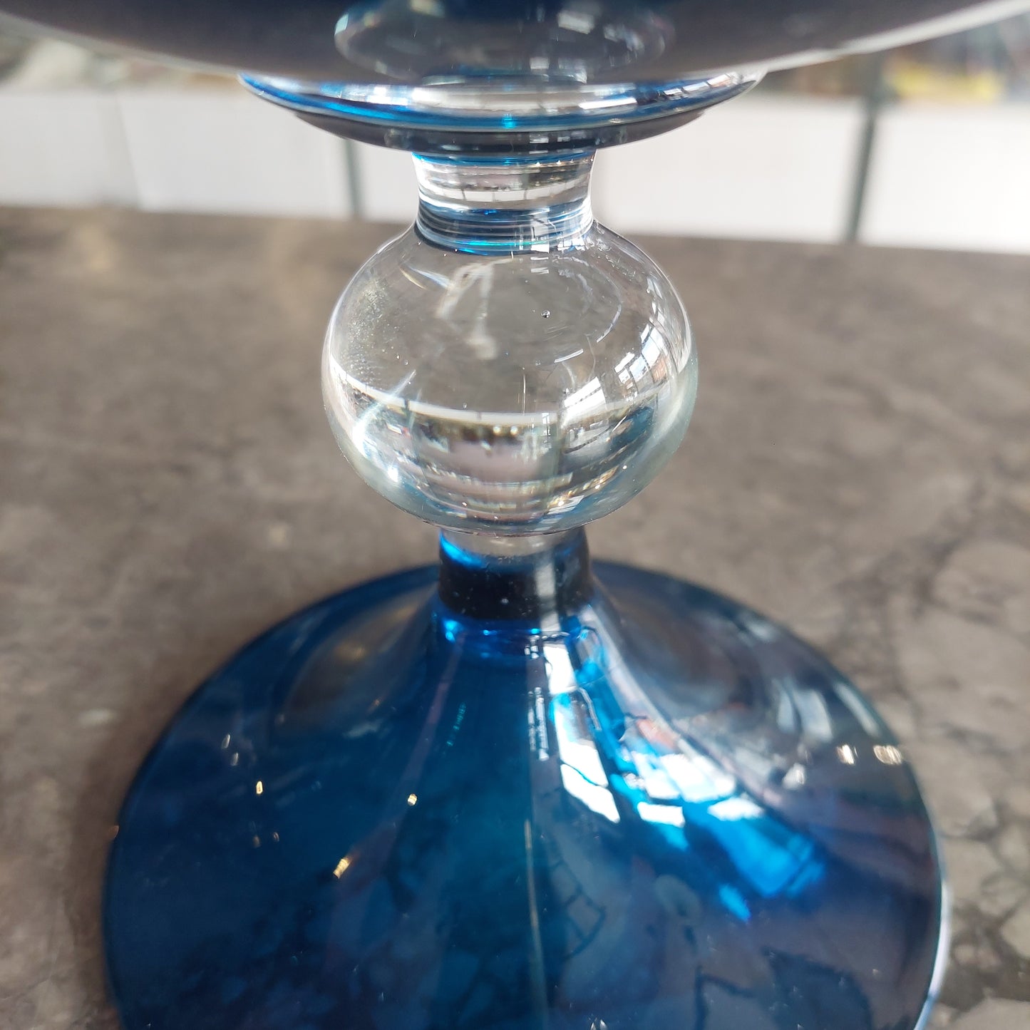 Potiche Cristallo Blu Di Empoli Anni 50 D15x31h