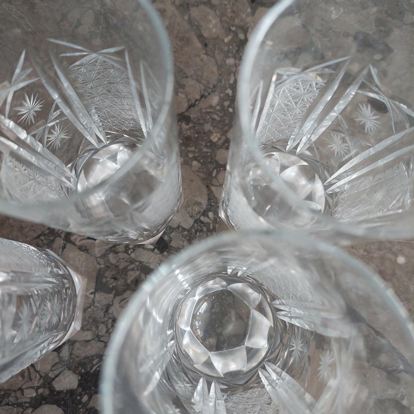 Set/8 Bicchieri Whiskey Cristallo Molato Anni 50