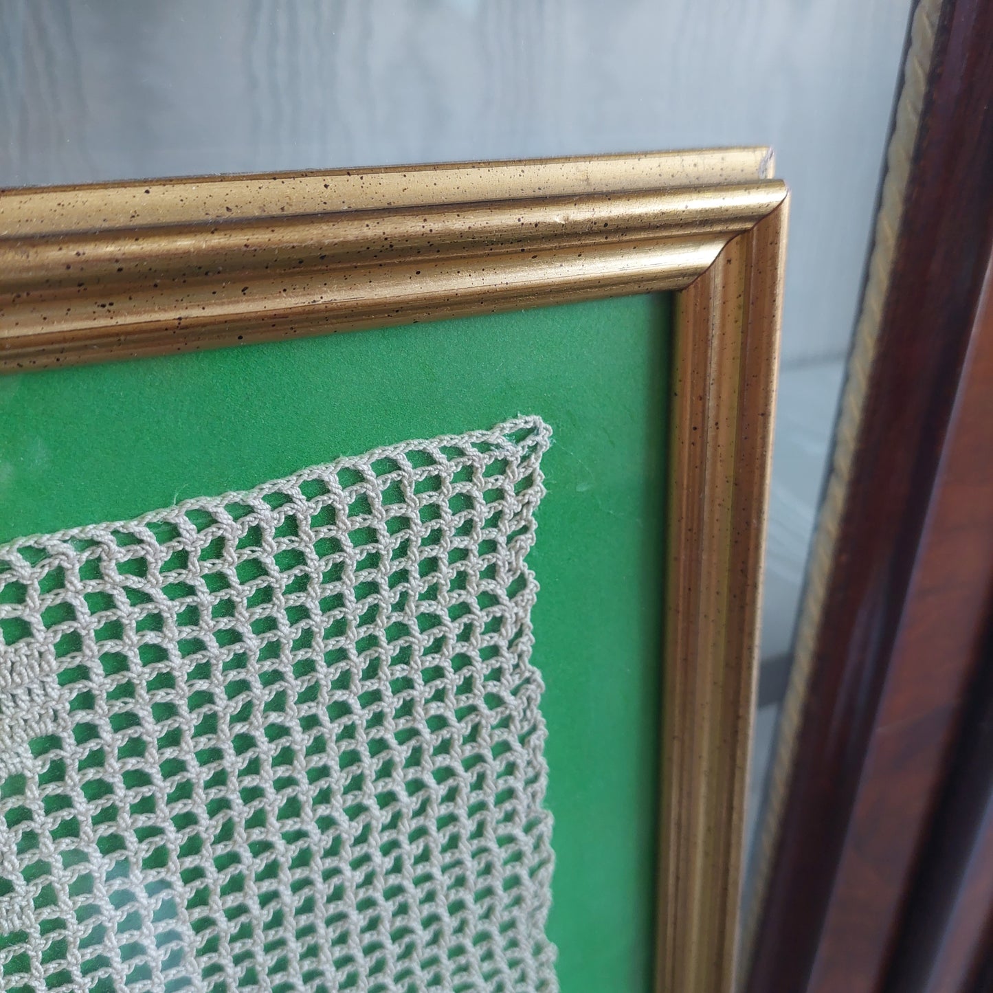 Quadro Puttino Uncinetto Cornice Dorata