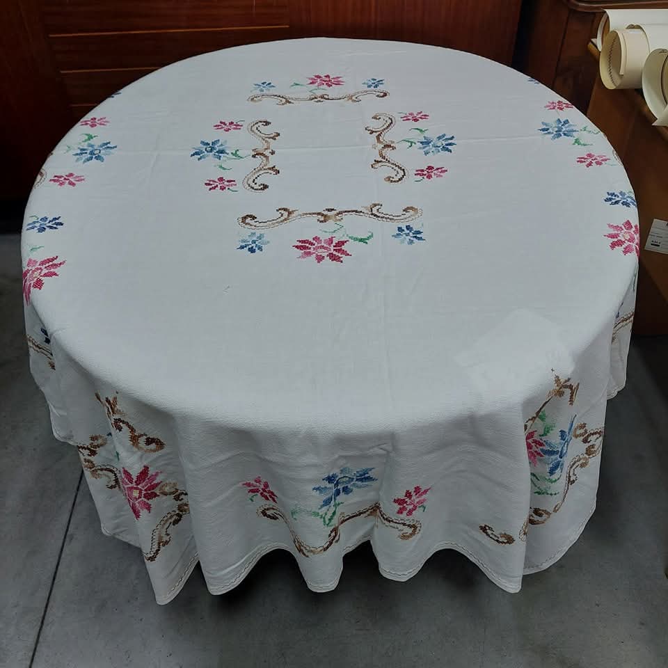 Tovaglia Lino* Grezzo Ricamo Fiori Cm200x150