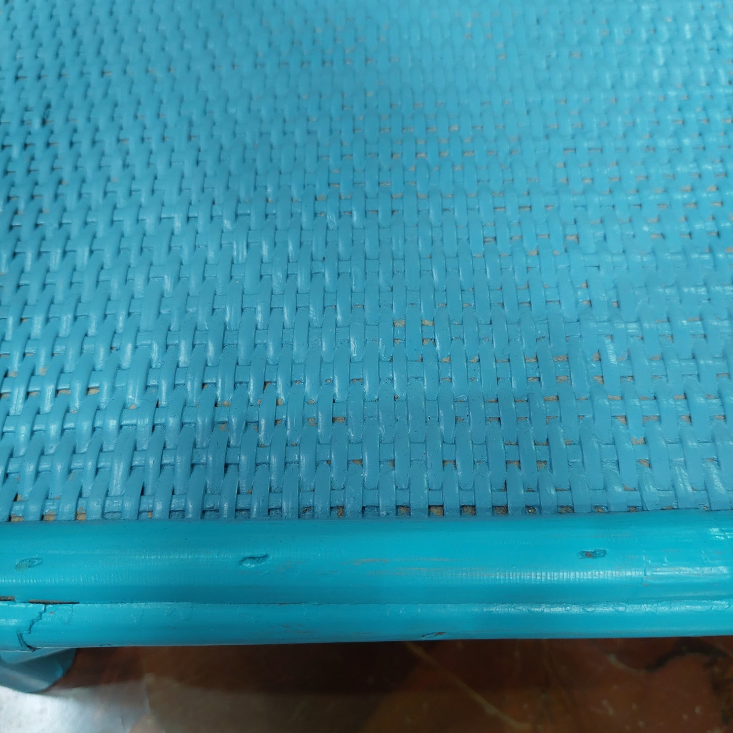 Tavolino Vimini Azzurro 2/ripiani Cm62x34x67x5h