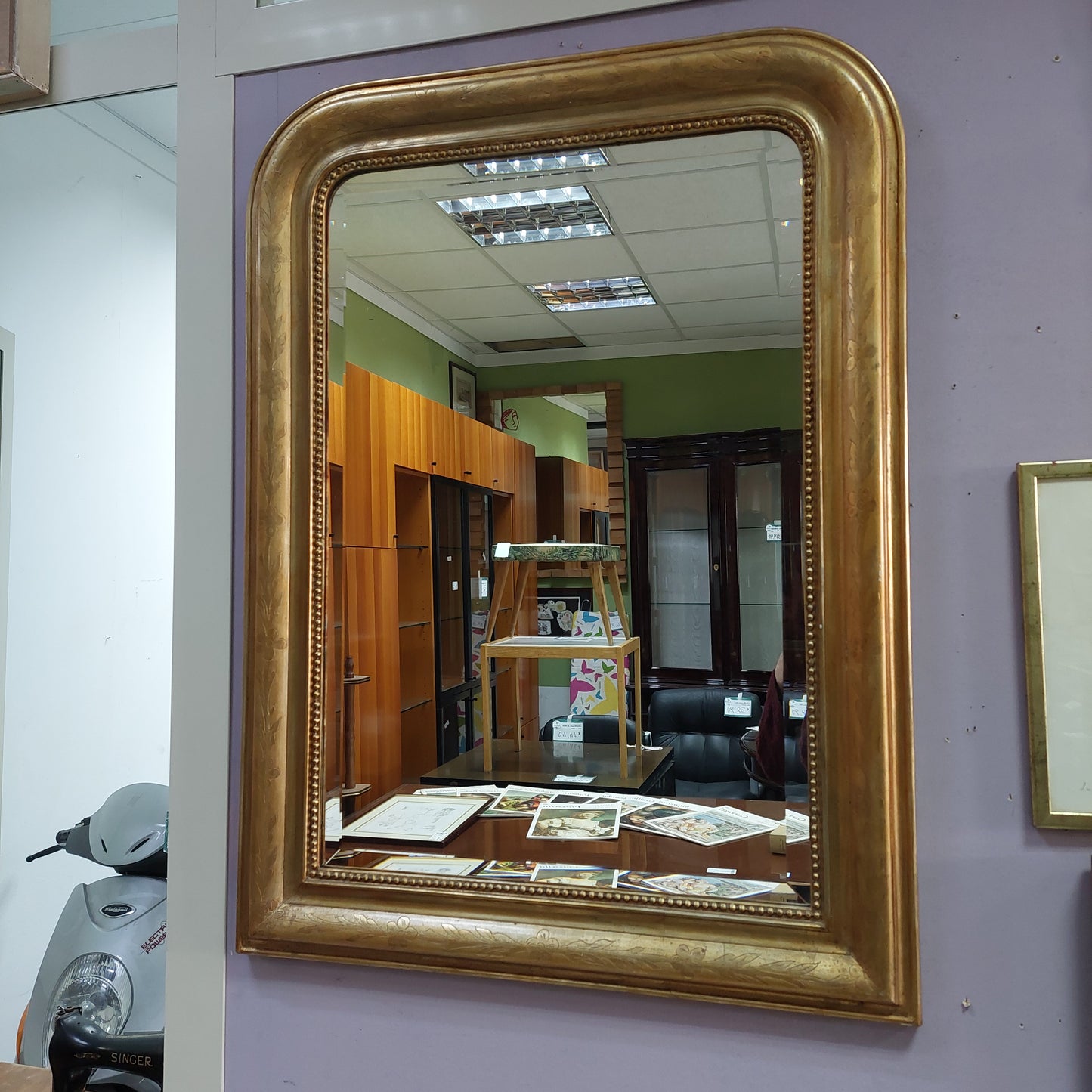 Specchio Cornice Legno Foglia Oro St. Luigi Filippo '800