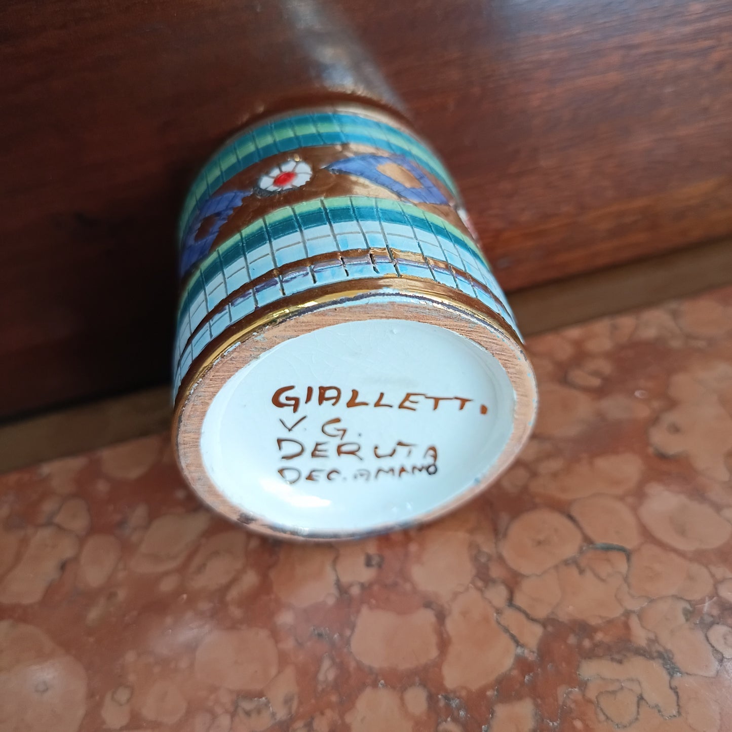 Vasetto Ceramica Gialletti Deruta Dec. A Mano D.5cm