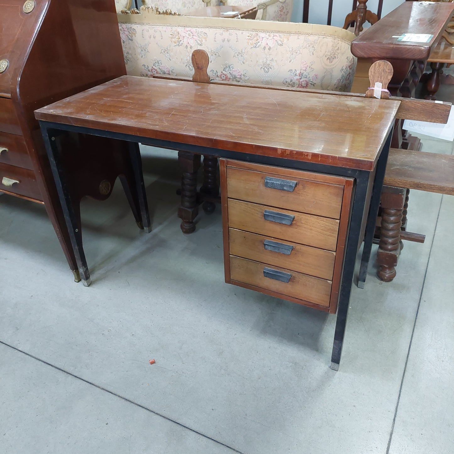 Scrittoietto* Legno/ferro 4/c Anni '50 Cm98x45x68h