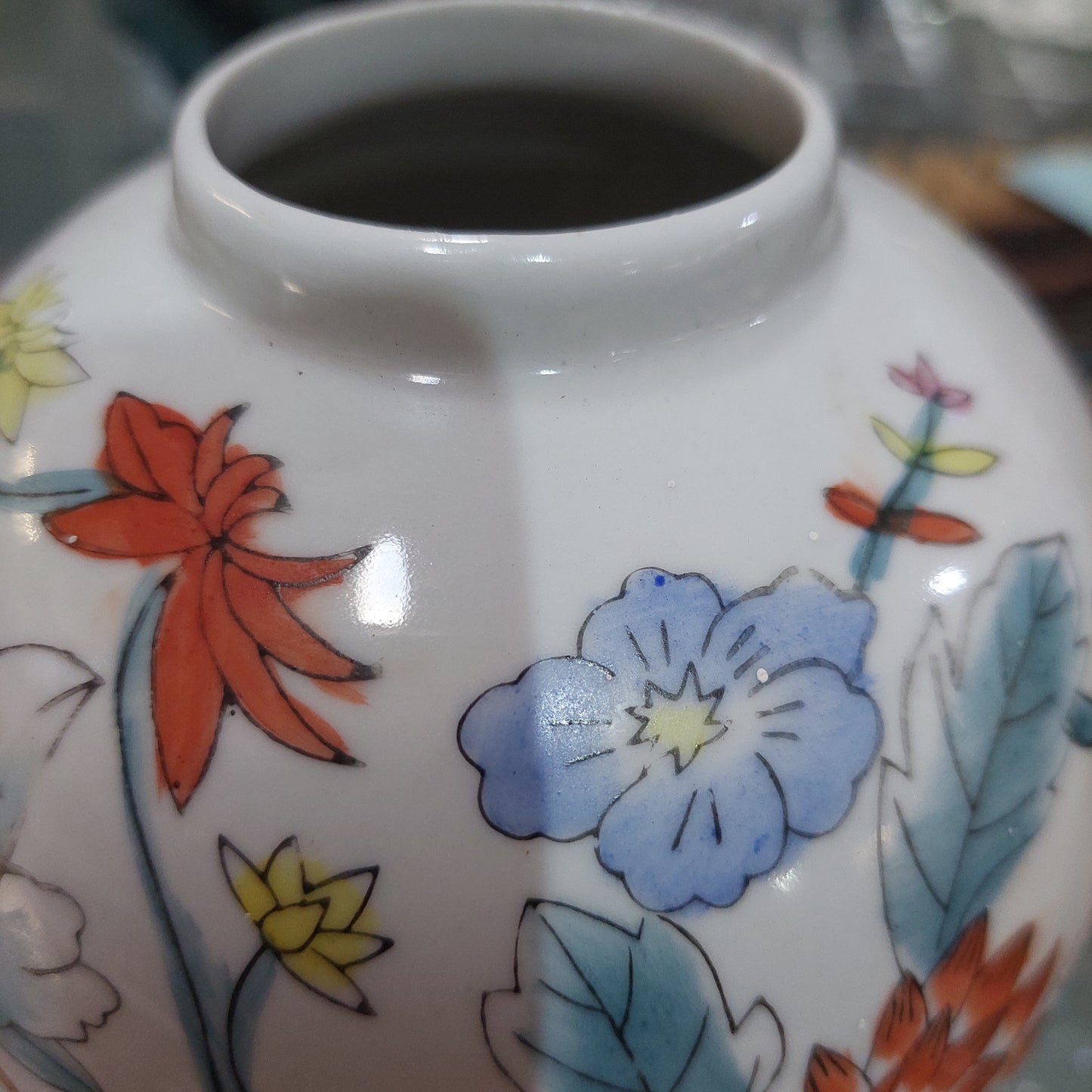 Vaso Bombato Porcellana Cinese Dec Floreale