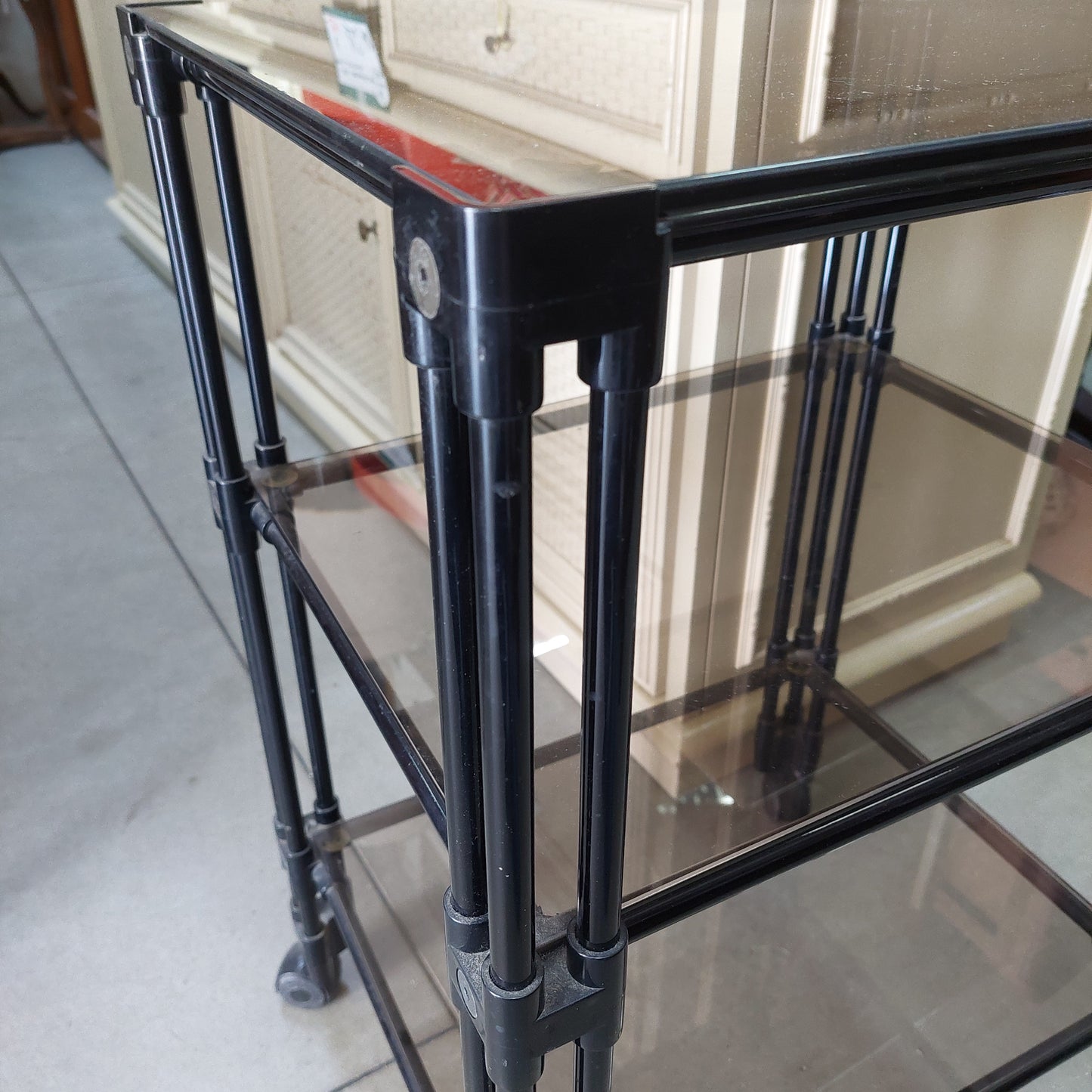 Carrellino 3 Ripiani Vetro/metallo Cm50x41x75h