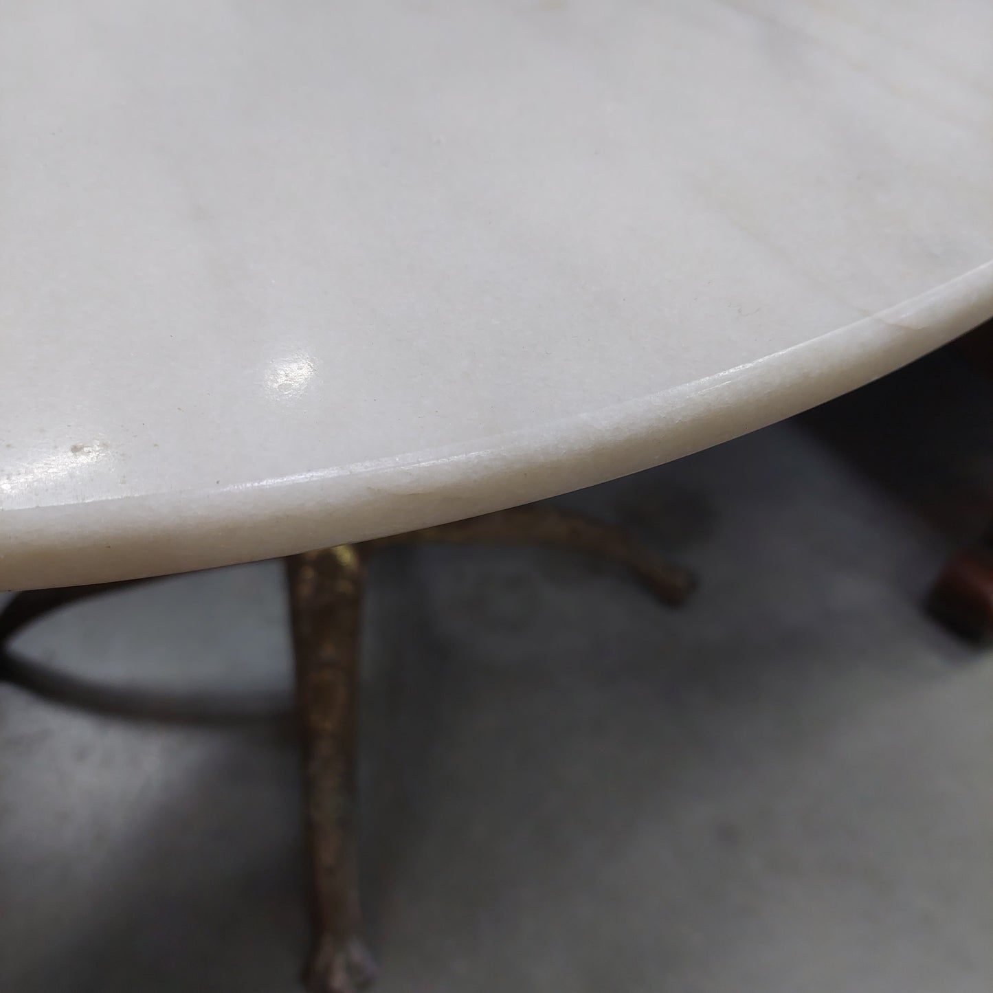 Tavolino Ottone Piano Marmo Anni '50 D65x48h