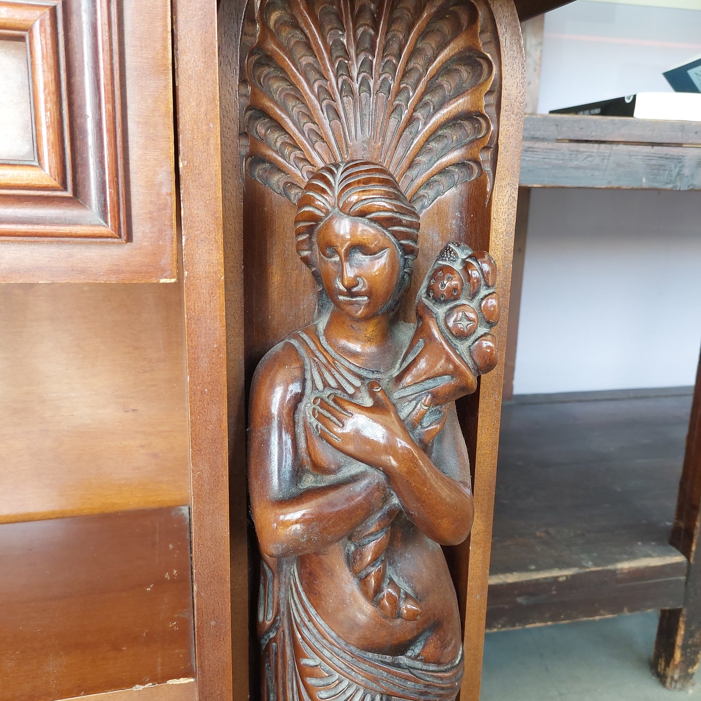 Entratina Legno 1/c Con Statue Cm112x35x85h